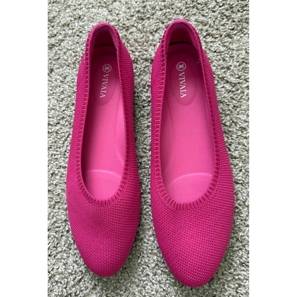Vivaia Shoes - VIVAIA Aria 5 Pointed Toe Pitaya Pink Womens Size 8.5 Knit Flats Preppy